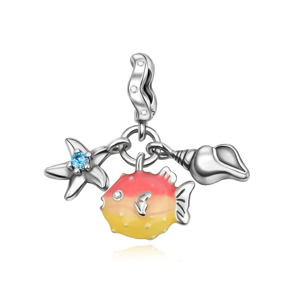 

Ahthen 925 Sterling Silver Beads Starfish, Shellfish, Dolphin Charm fit Snake Chain Bracelets Necklaces for Women Jewelry Making