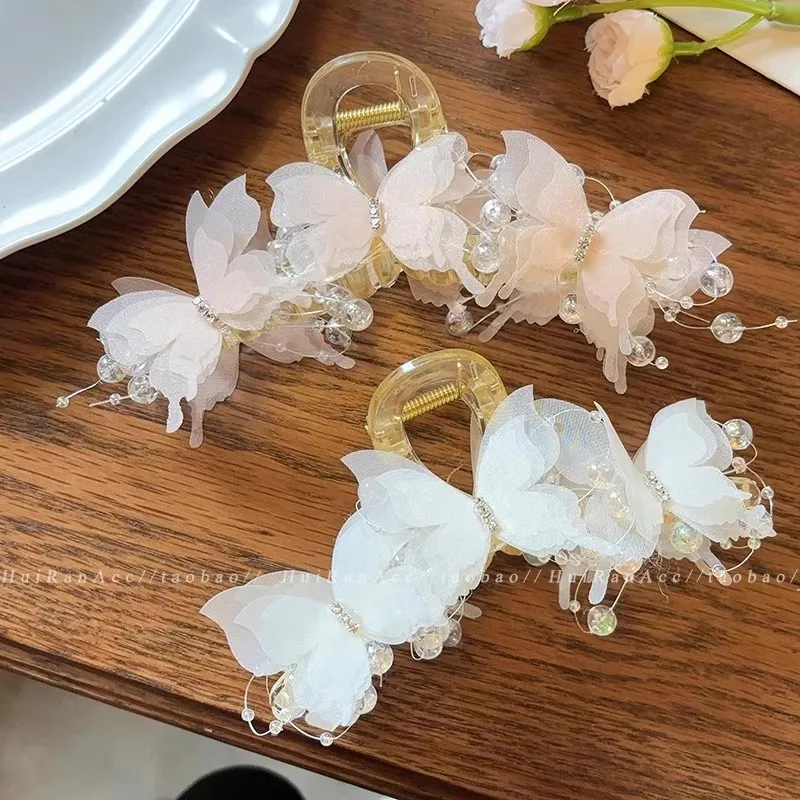 Neuer Stil Schmetterlings-Perlen-Haarspange für Frauen und Mädchen, süße Haarschmuck-Haarspange, Haarklammer, modische Haaraccessoires. – Detail 2