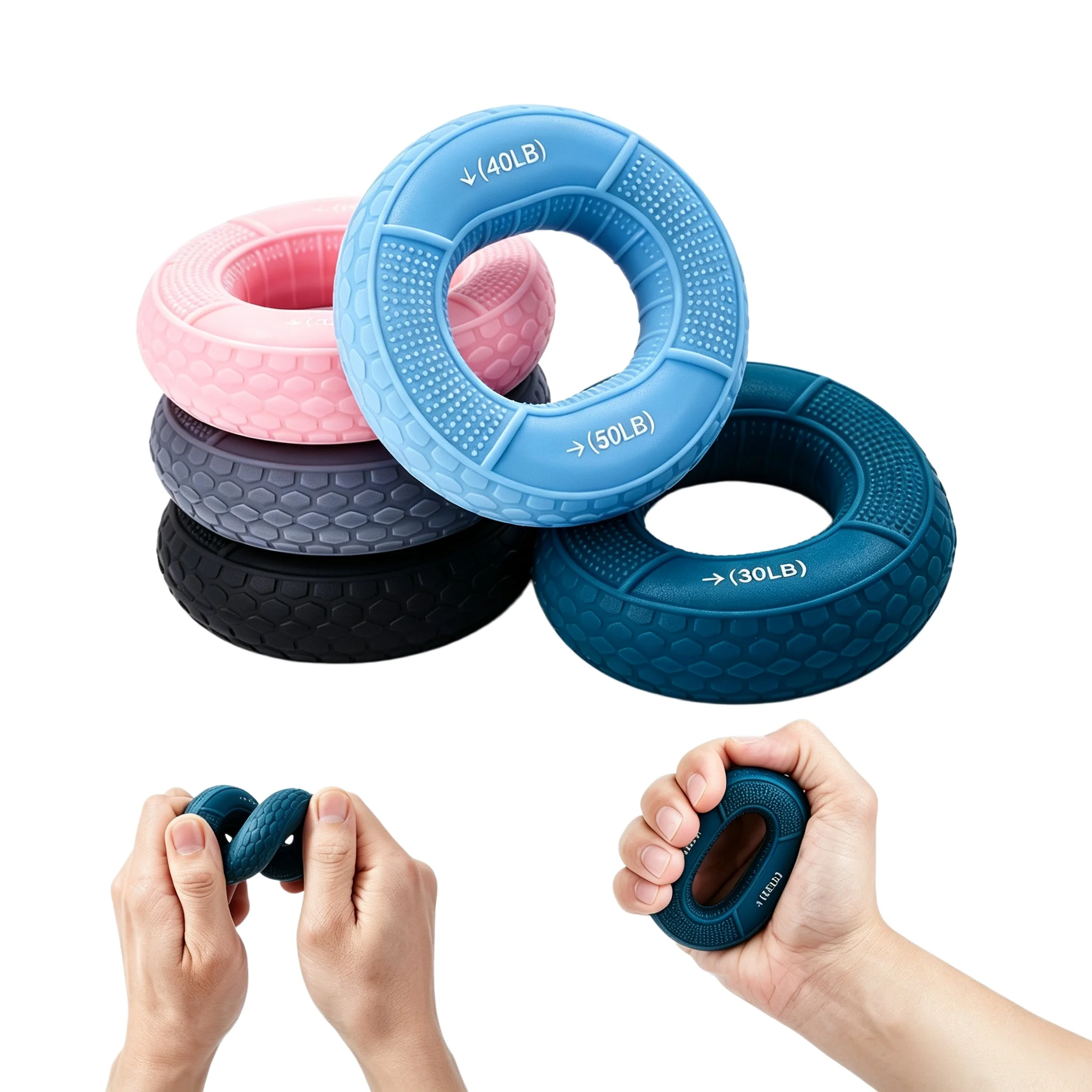 Double Resistance Silicone Hand Grip Ring Non slip Tire Texture Hand Gripper Finger Forearm Trainer Rehabilitation Fitness