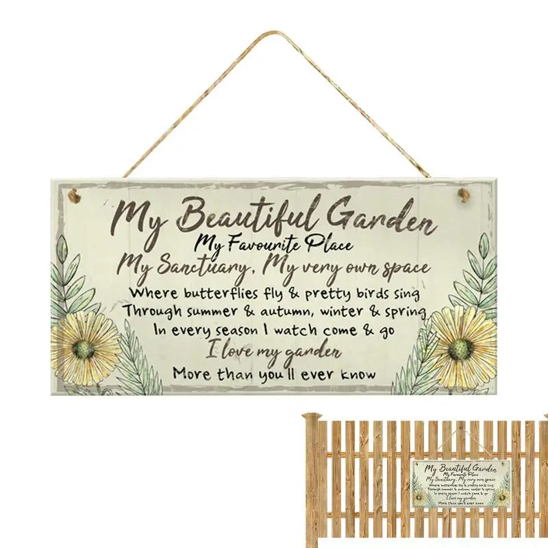 Garden Sign Retro Vintage Printed Wooden Decor Garden Signs Rustic Home Wall Decor Flower Outdoor Signs Patio Holiday Decor