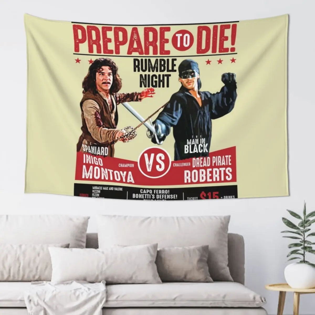 Inigo Montoya vs Dread Pirate Roberts Fencing Poster Tapestry Aesthetic Room Decor Room Decore Aesthetic Tapestry