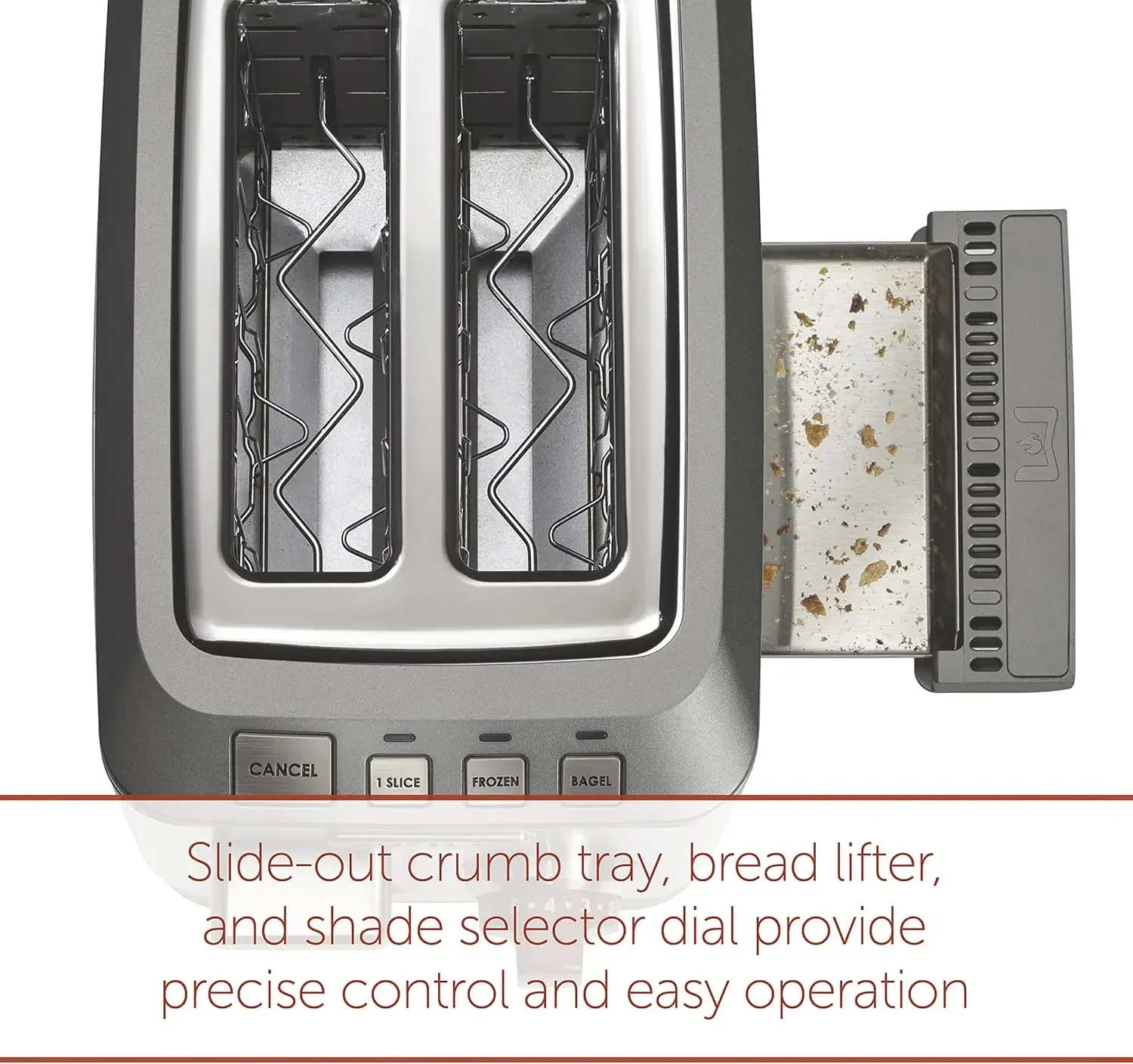 محمصة خبز ذات فتحة واسعة للغاية مكونة من شريحتين مع محدد الظل، وإعدادات الخبز وإزالة الصقيع، والمقبض الأحمر، والفولاذ المقاوم للصدأ (WGTR152)