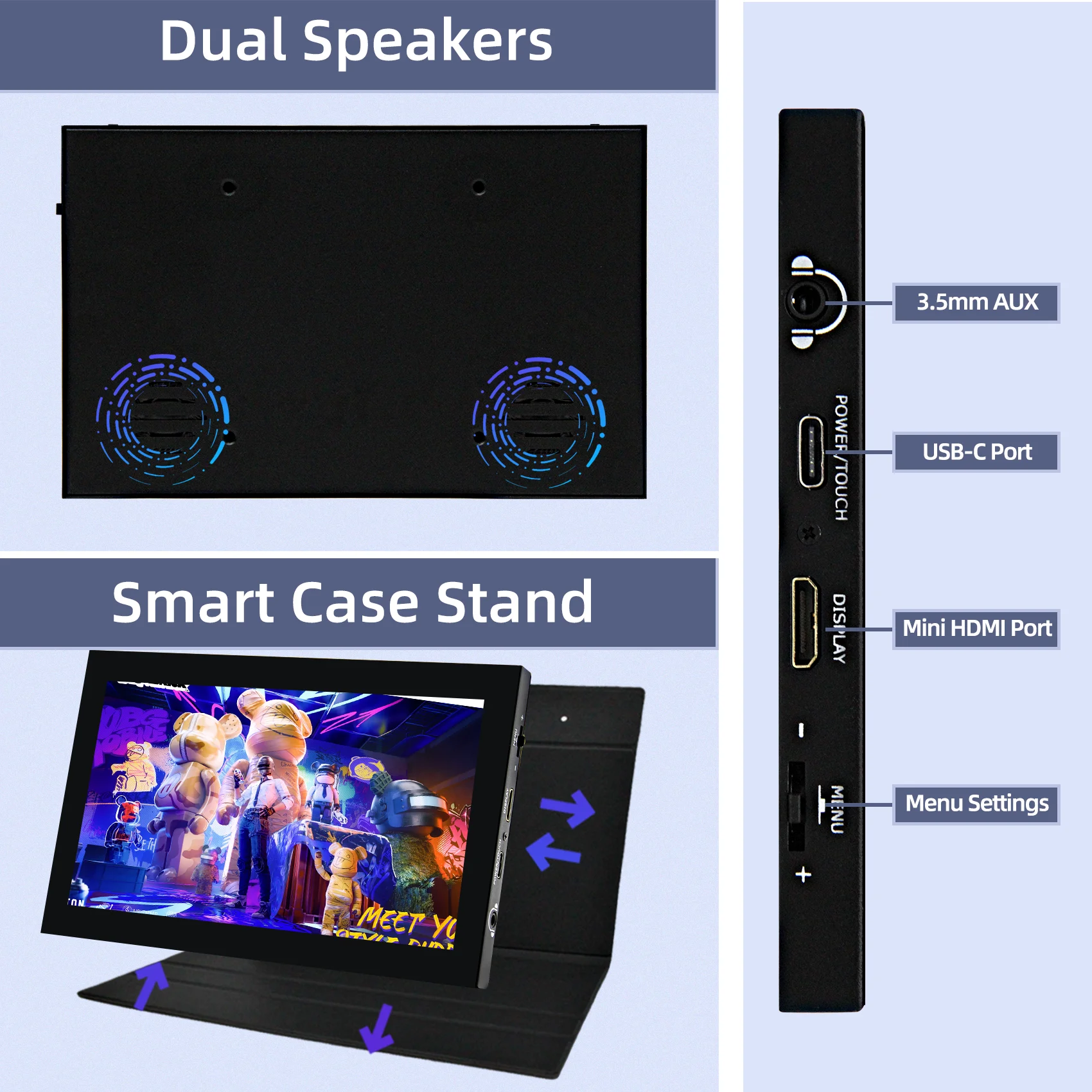 Imagem -05 - Tela de Toque Capacitivo com Case Hold para Raspberry pi Laranja pi Lcd Externo pc 1024x600 Ips