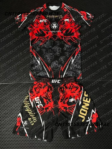 Nuevo UFC Top Fighters Jon Jones combate evento camiseta pantalones cortos hombres transpirable Jersey lucha correr conjunto absorbente de sudor