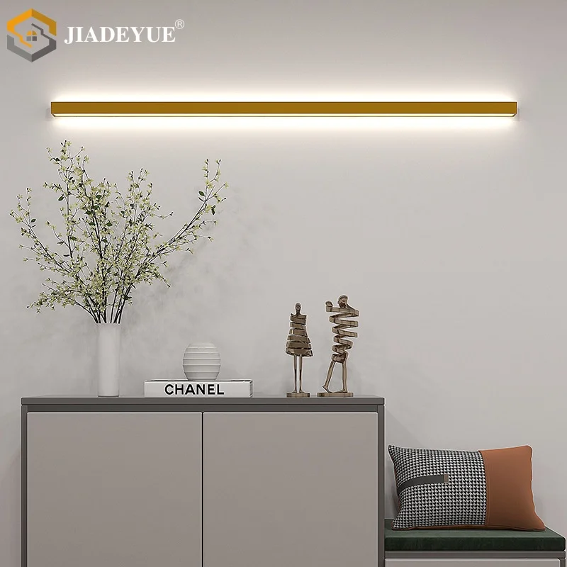 Imagem -05 - Modern Minimalista Led Strip Lâmpada de Parede Sala Quarto Cabeceira Lâmpada Linha Golden Decoração Interior