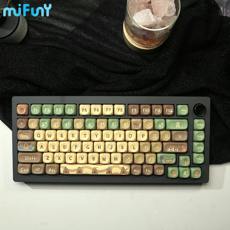 

Cute Capybara Keycap 127 Key Set PBT Customization Dye-sublimation MOA Keyboard Cap Gamer Mechanical Keyboards Accessories Gift