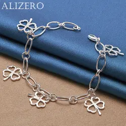 ALIZERO 925 Sterling Silver Bracelets Lucky Clovers Bracelet For Women Fashion Wedding Party Jewelry Wholesale