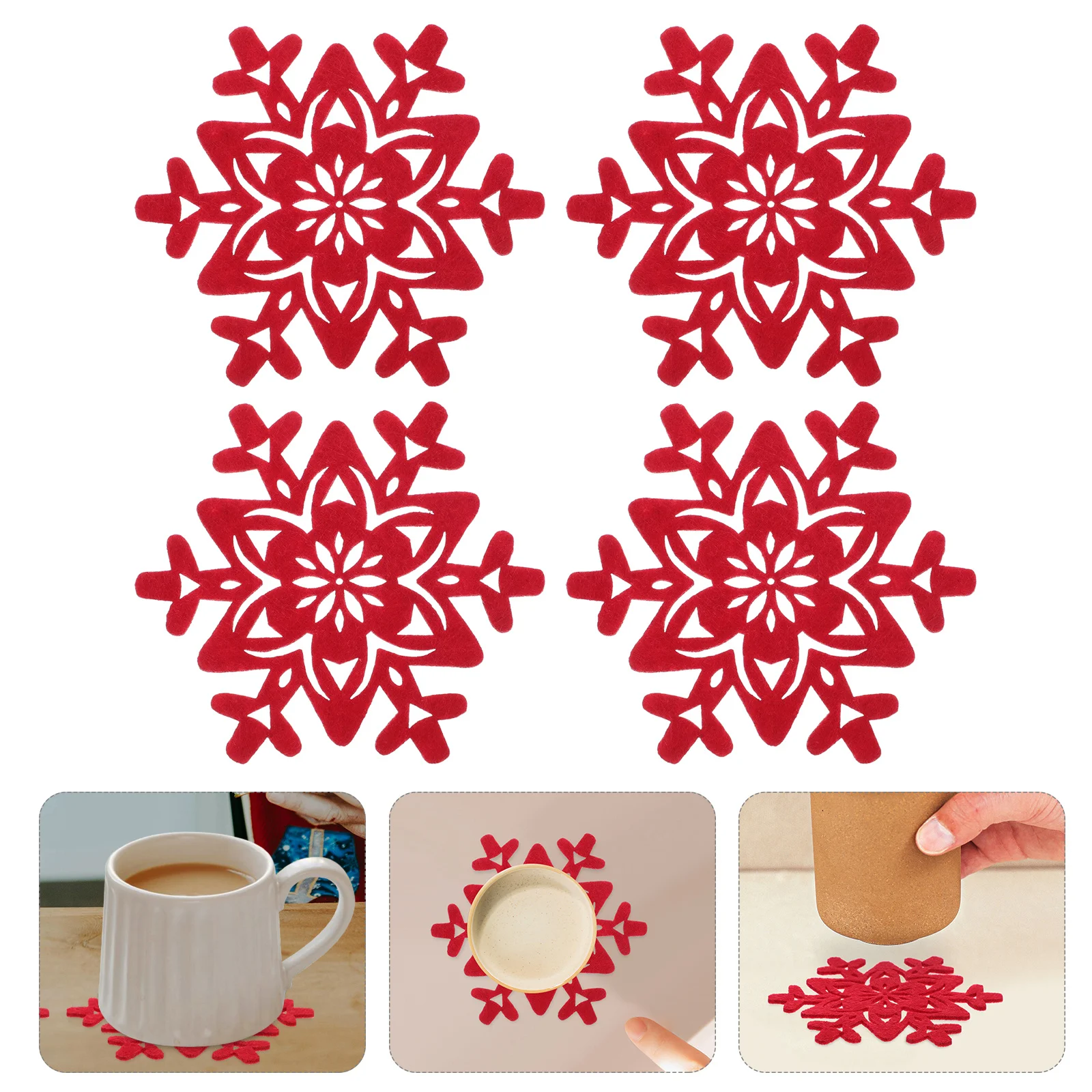 

1Set Christmas Felt Coasters Round Nonslip Heat Insulation Cup Mats Xmas Cup Pads Holiday Table Decor Felt Coaster