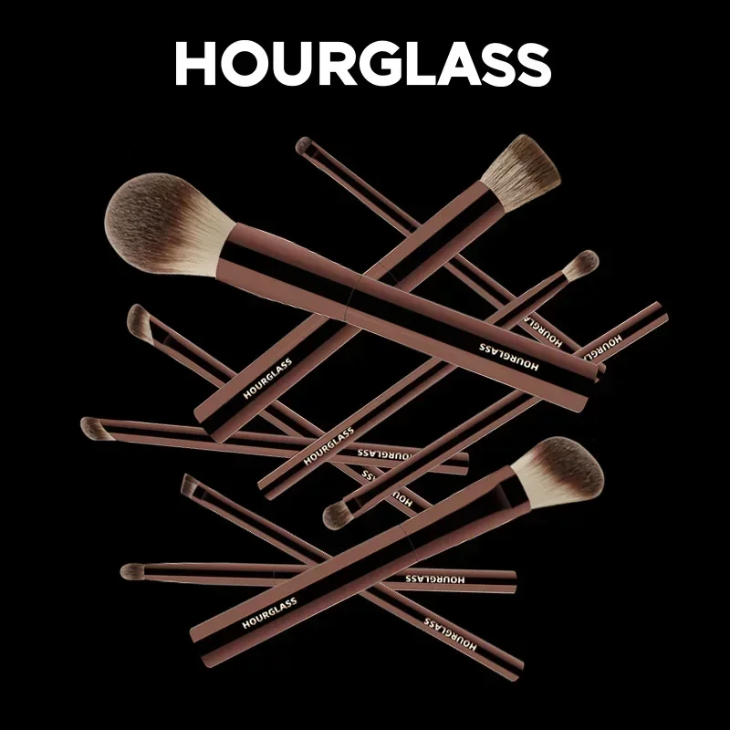 10pcs Hourglass Makeup Brush Set Easy To Wear Powder Sculpting Brush Diagonal Eye Shadow Concealer Nose Eye Brush Female Makeup