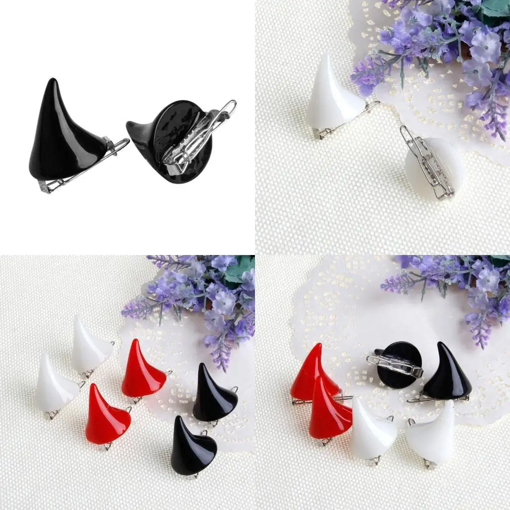 

31BF 1 пара, новая стереозаколка для ушей с рогом дьявола, шикарная заколка для волос на Хэллоуин, косплей, заколка для волос