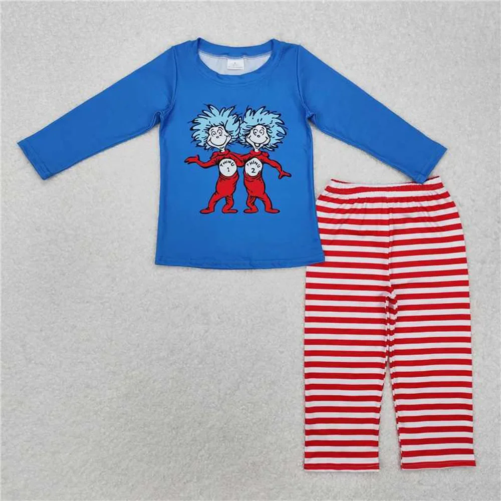 BLP1027 RTS toddler boy clothes cartoon boy Dr. Seuss winter set winter pajamas set