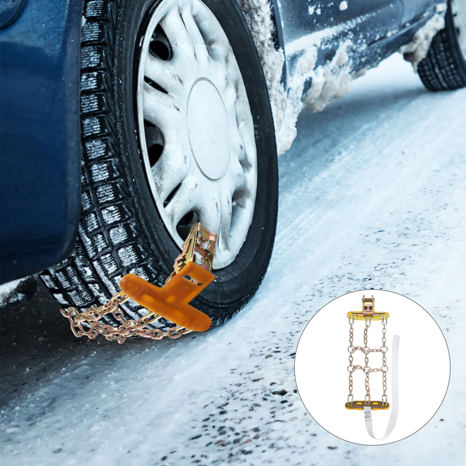 

Car Tire Snow Chains Adjustable Wide Side Guards Anti-Skid Durable Snow Chains for Truck Tires 165mm-205mm Car Tire Chain