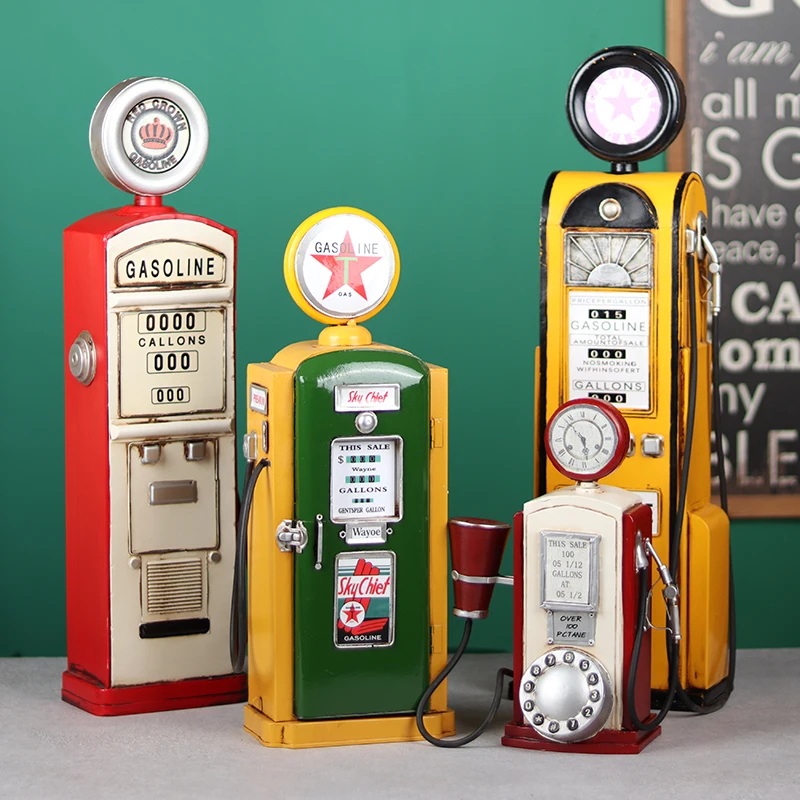 Simulation refueling machine model wrought iron retro nostalgic creative bar gas station window display