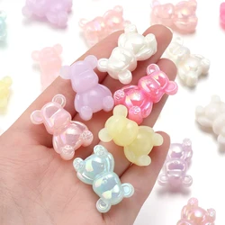 10Pcs 17×25mm Acrylic Beads Colorful Mini Bear Shape Loose Beads For Handmade Bracelet Making DIY Phone Chain Accessories