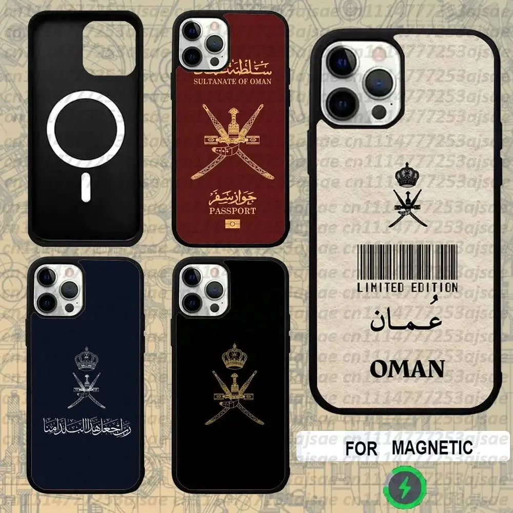 O-Oman Passport Flag For Magsafe Wireless Charger Case For iPhone 18,15,16,17,13,14,11,12,Pro,Max,Plus,E,Air,Mini Magnetic