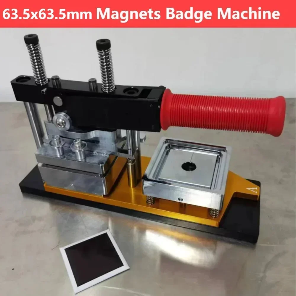 63.5x63.5mm Rectangular Refrigerator Badge Pasting Machine Rotating Metal Sheet Making Badge Machine With Mold