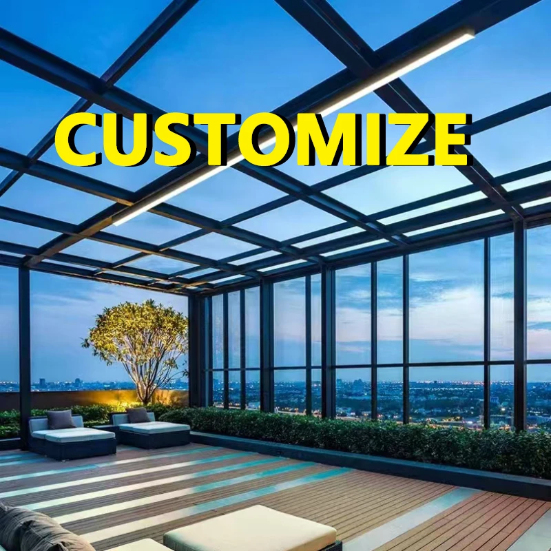 Any Size Custom Multi Function Glass Sunroom Aluminum Structure Outdoor Patio Enclosure LED Light Available Four Season Room Ext