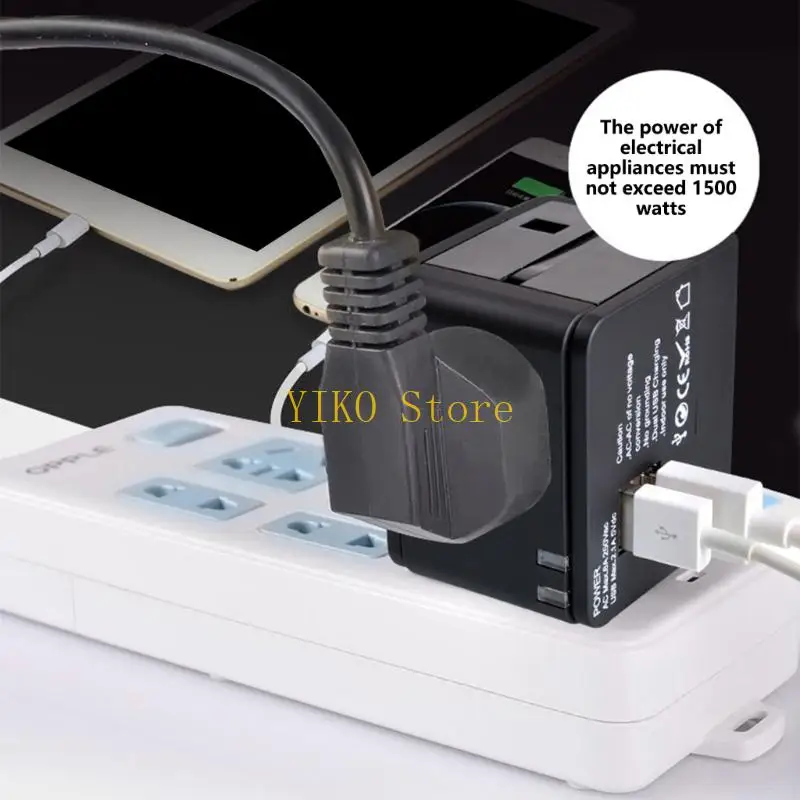 K32C Globals Converters Power พร้อมพอร์ตการชาร์จ USB สองครั้งอะแดปเตอร์เดินทางแบบกะทัดรัด