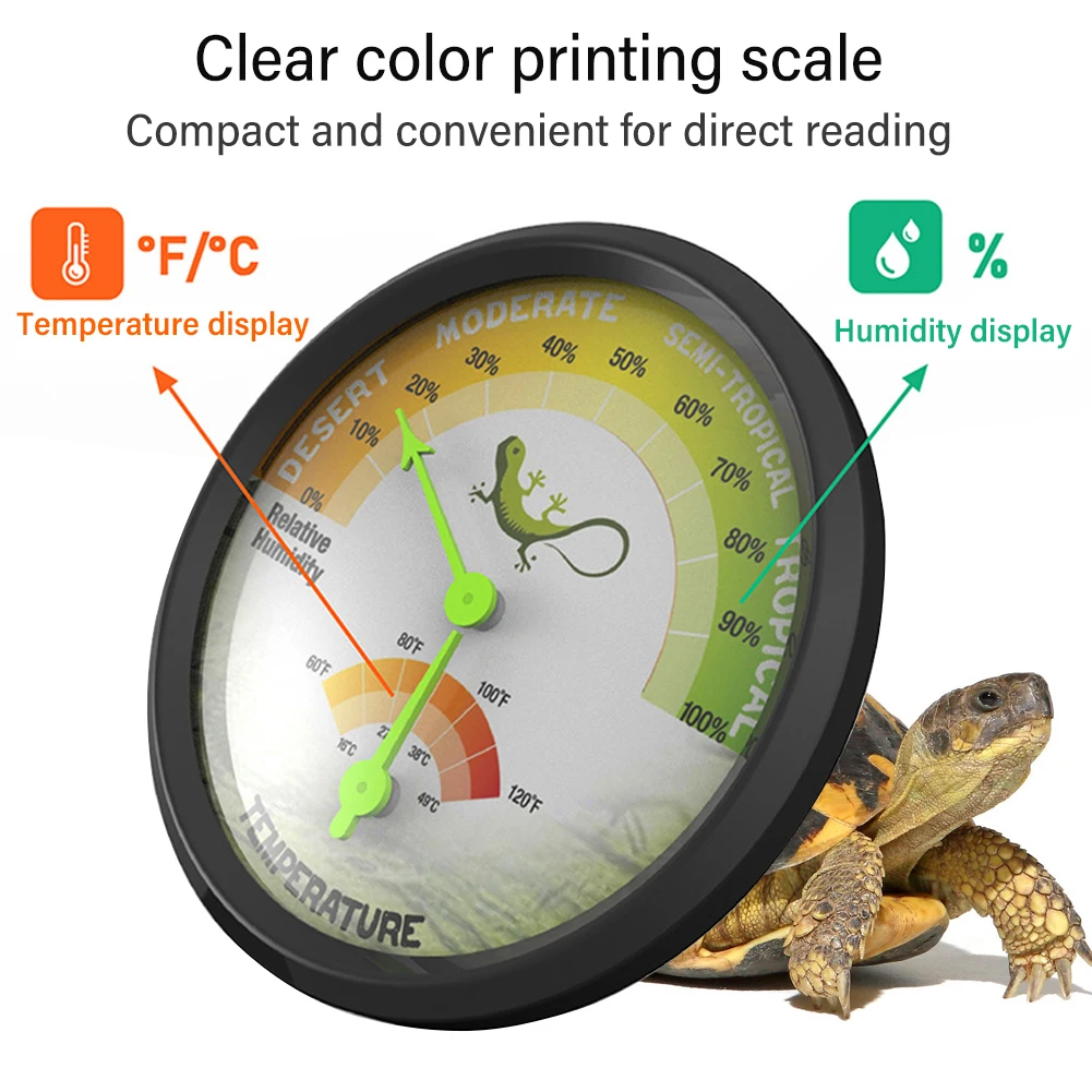 Yieryi Pet Thermometer Hygrometer Reptiles Tank Accessories Indoor Terrarium Temperature Humidity Tester No Battery Stickable