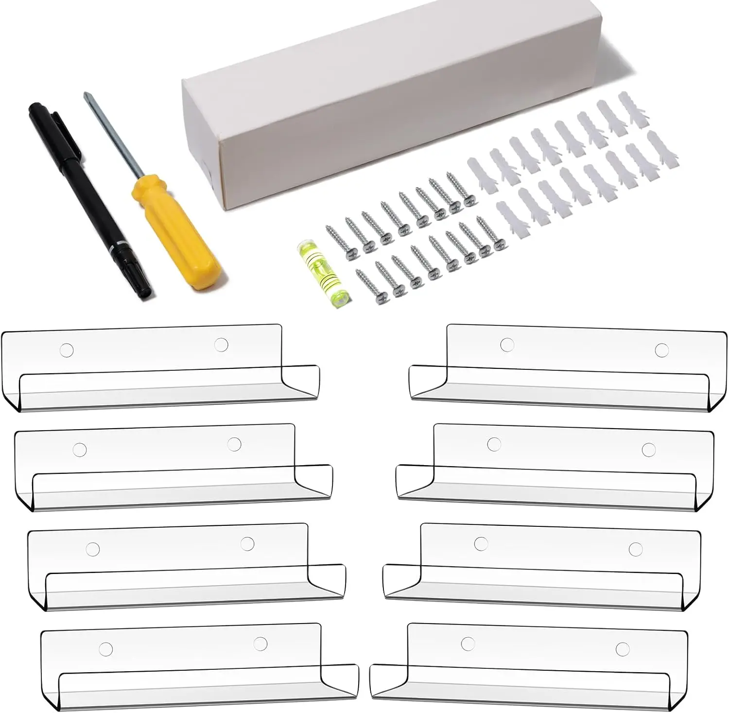 

Vinyl Record Shelf Wall Mount 8 Pack,Vinyl record holder CD Rack,Record Wall Display,Clear Acrylic Record Shelf,Album Record Hol