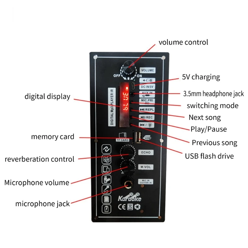 3.7V Power Amplifier Board Support MP3 USB Player and Card Display