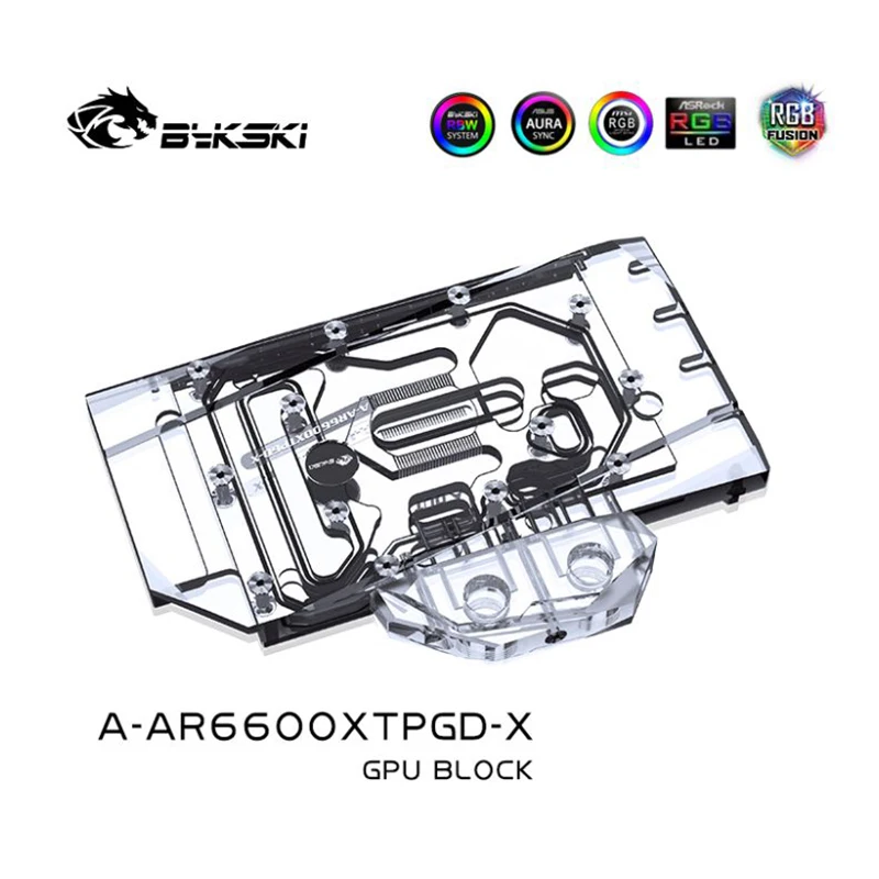 Bykski Water Copper Block Use for ASRock Radeon RX 6600 XT Phantom Gaming D GPU Card /Radiator RGB Light SYNC A-AR6600XTPGD-X