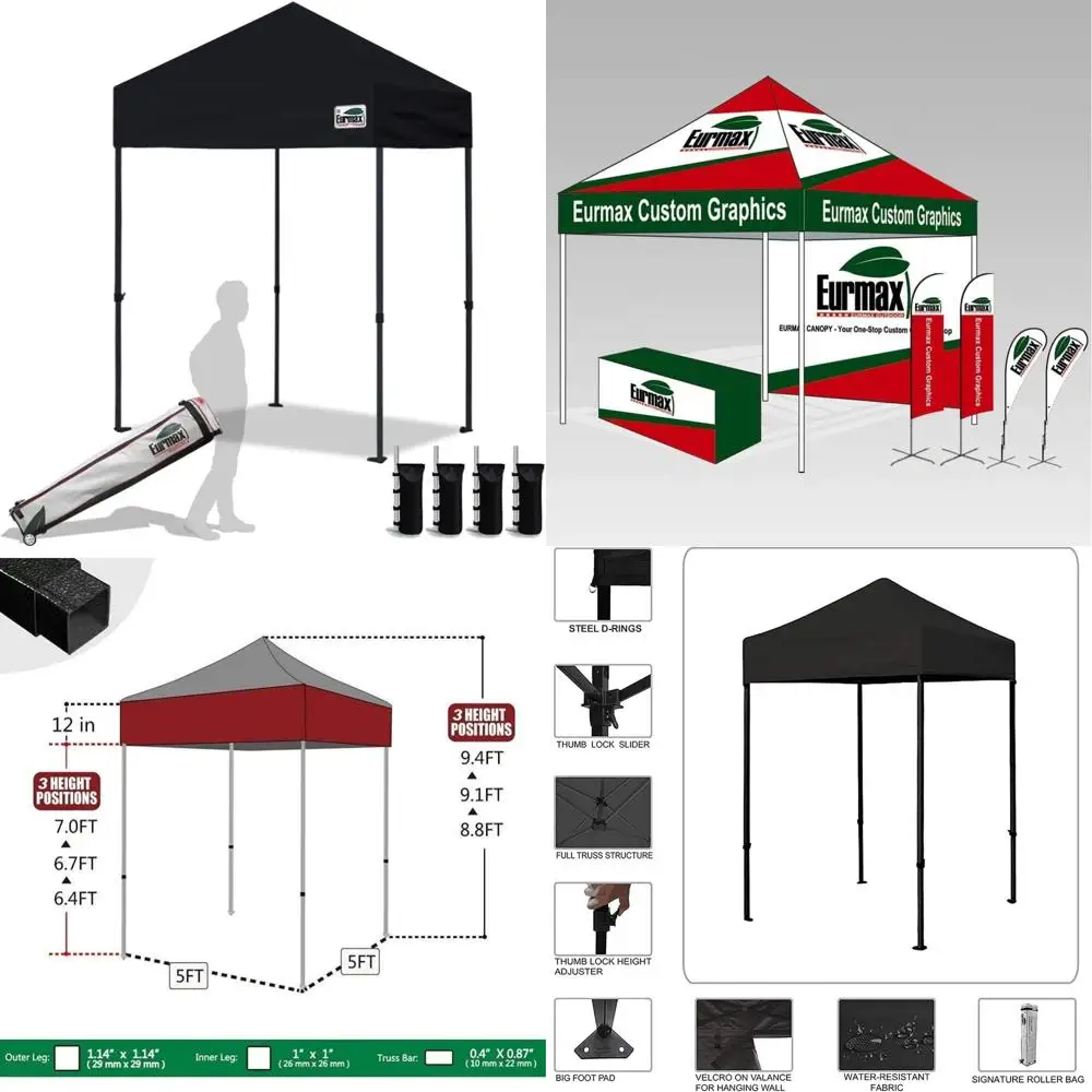 

Heavy Duty 5x5 Instant Canopy Tent with Roller Bag and 4 Sand Weight Bags for Commercial Use
