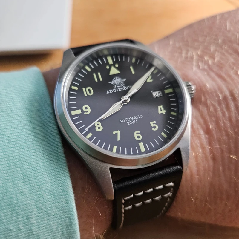 Addiesdive جديد 39 مللي متر الأعمال التلقائي NH35 ساعة يد تعمل بالحركة الياقوت 200 متر الغوص الميكانيكية ساعة اليد سوبر مضيئة الرجال الساعات