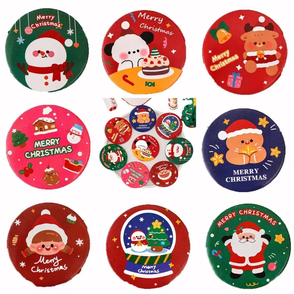 Mini High Definition Compact Pocket Mirror Round Hand-held Vanity Mirror Red Christmas Pocket Make-up Mirror Cosmetic Tool