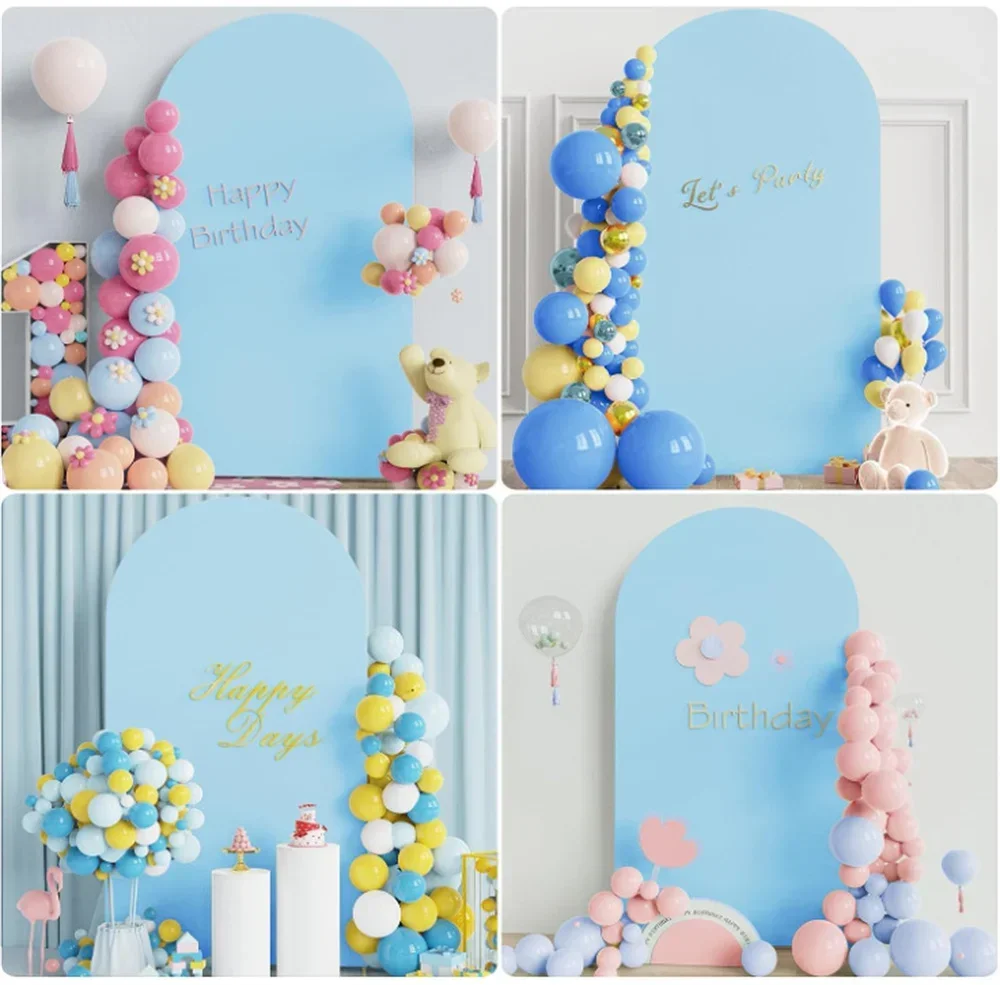 Mehofond Newborn 1st Birthday Party Arched Backdrop Round Top Custom Double-sided Cover Photography Background Photoshoot Studio