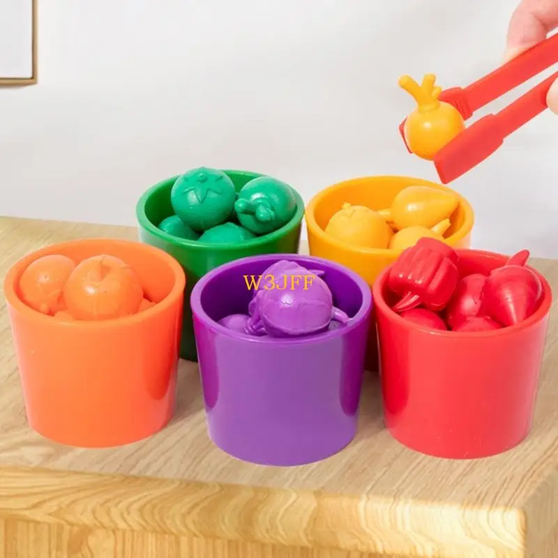 W3JF Fruit Vegetable Recognition Matching Jouet pour enfants Pratique coordination des yeux à main Compte Counting Tup Toy