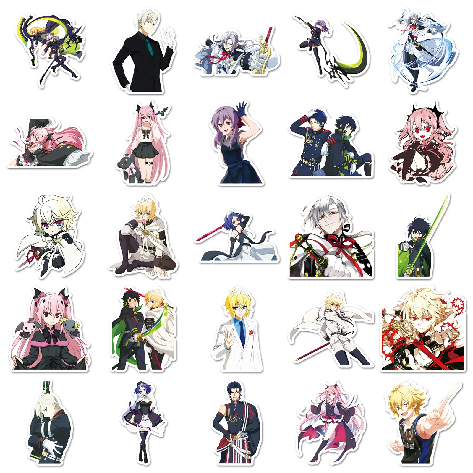 

50PCS Seraph of the end Japanese Anime Cartoon Characters Graffiti Decorate Laptop Mobile Case iPad Waterproof Sticker Kids Toy