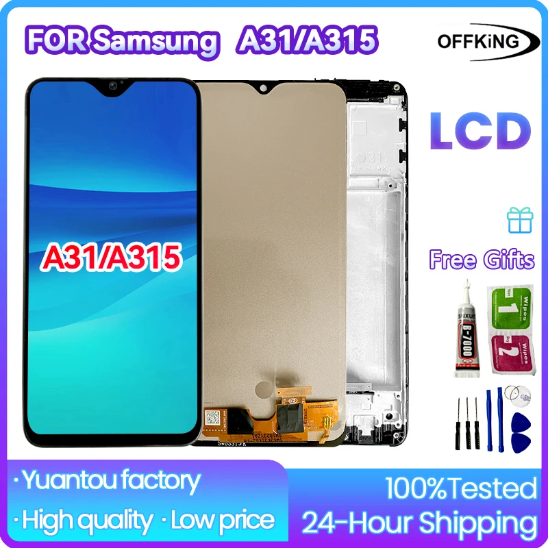 6.4 inch LCD for Samsung Galaxy A31/ A315  SM-A315N SM-A315F Touchscreen Digitiser for Samsung Galaxy SM-A315F/DS with Frame LCD