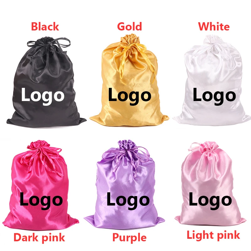 Nunify Hair Storage And Carrying Bags Customized Logo 25*35Cm Big Satin Bags For Hair Extensions Hairpieces 50Pcs Wig Gift Bag