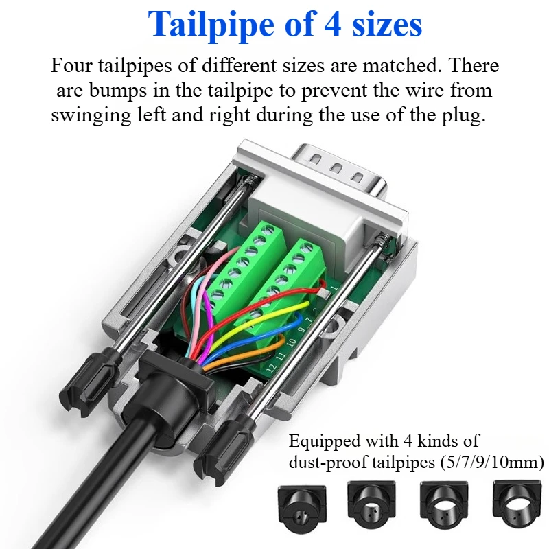Conector de fuga rs232 485 db9 db15 db25 db26 sem solda 9 15 25 26 37 pinos terminal D-SUB conectores 3 + 9 vga macho fêmea plug