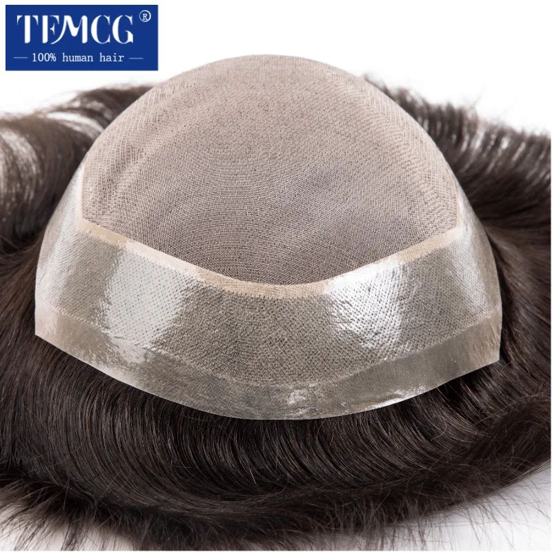 Fine Mono With Soft Pu Toupee Men Wig 100%  Human Hair Breathable Male Hair Prosthesis Capillary Male Wig Exhuast Systems