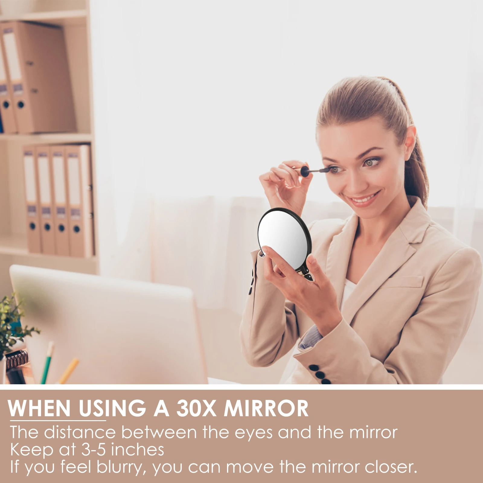 Hand-Make-up-Spiegel, 30-fache Vergrößerung, Mini-doppelseitiger Kosmetikspiegel mit Rack, zusammenklappbarer Make-up-Spiegel für Reisen, Kosmetikspiegel