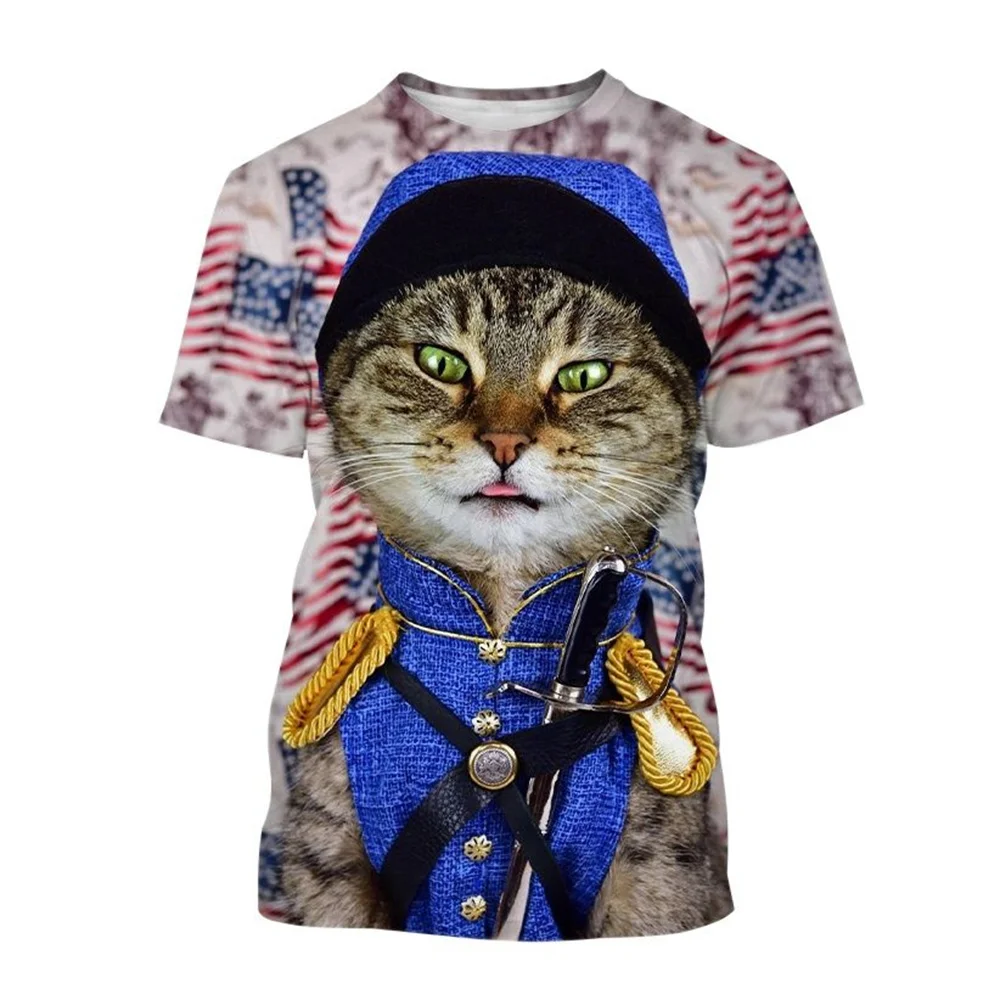 

Funny Cute Cat Pattern Men's T-shirts 3D Animal Printed Tees Fashion O-neck Oversized Short Sleeve Summer Casual Woman Tops 2023