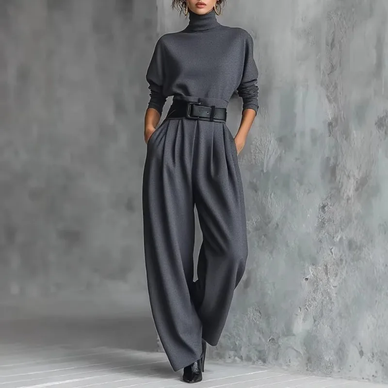 

Европейская и американская внешняя торговля, весна-осень, новый однотонный комплект с длинными рукавами и спиной, нижняя рубашка со средним швом, брюки, комплект из двух предметов