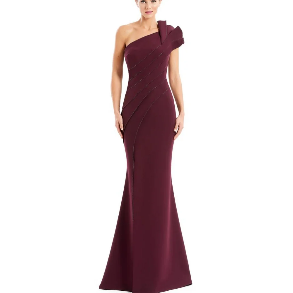 Camellia-Vestidos de Fiesta de sirena elegantes, vestidos de noche de un hombro, simples con abertura hasta el suelo, recién llegado, vestido de Graduación