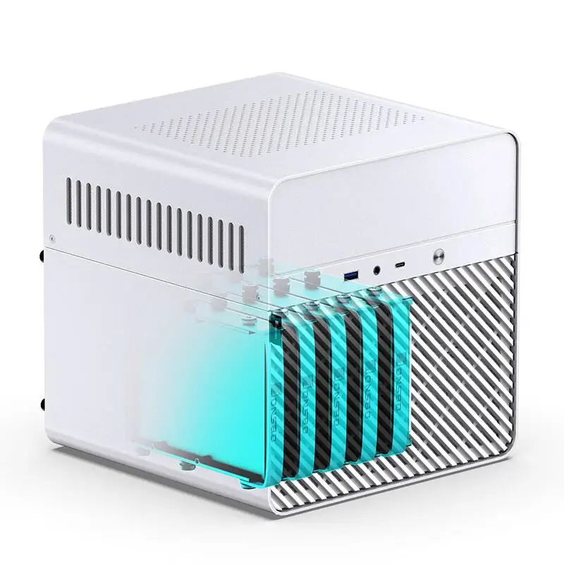 To N2 White Aluminum NAS Chassis ITX Version Supports SFX Power Slot Compartment 5+1 Hard Drive Slot 12CM Fan Computer Case