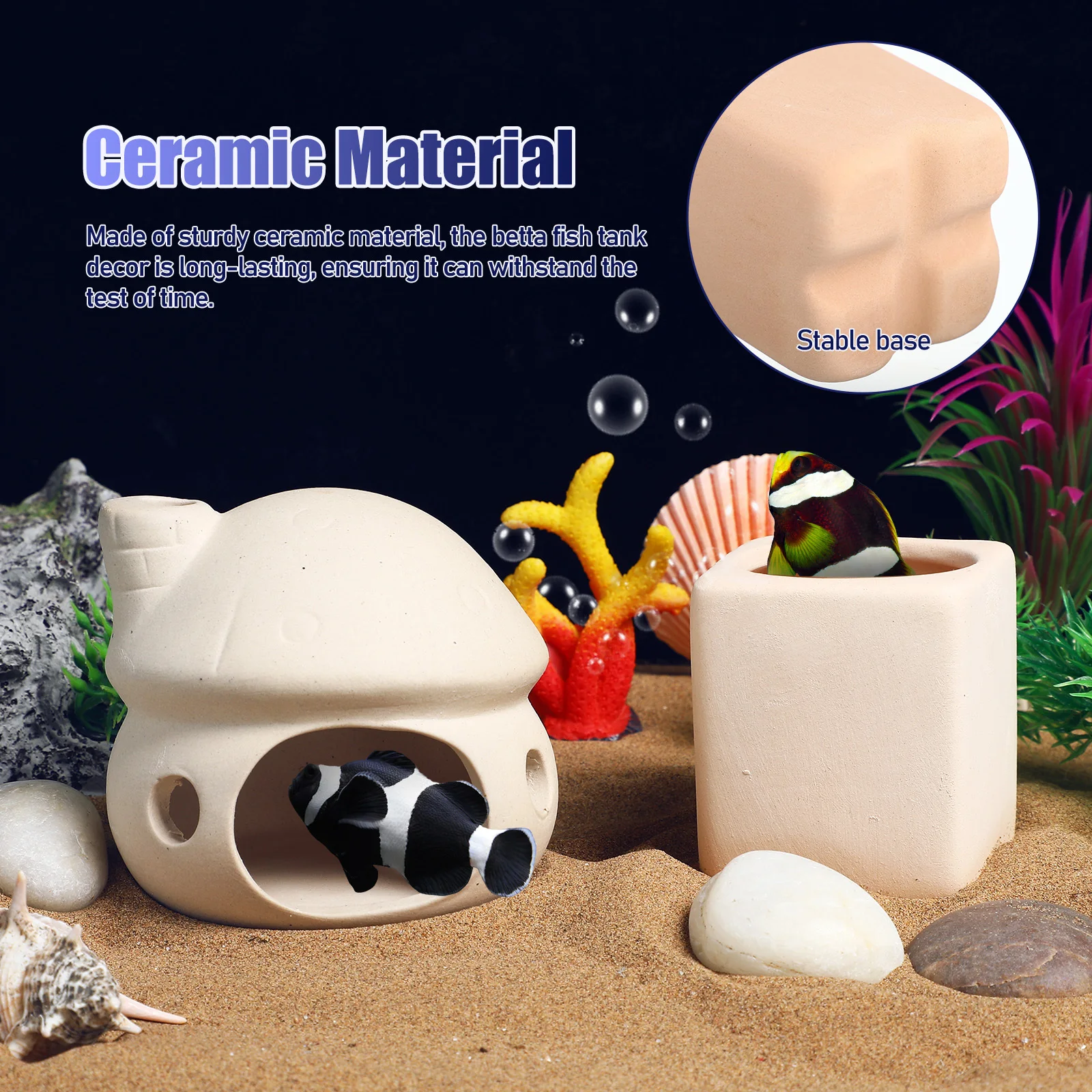 

2Pcs Fish Ceramic Fish Hide Betta Cave Mushroom Aquarium Decoration Betta House Aquarium Decorations