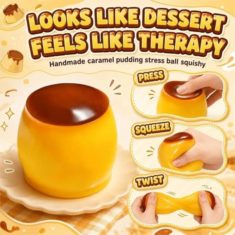 Pudding-Stressball, Quetschball in Puddingform, Fidget-Spielzeug, ASMR-Sensorik-Stressabbau-Spielzeug für Erwachsene, Geschenk