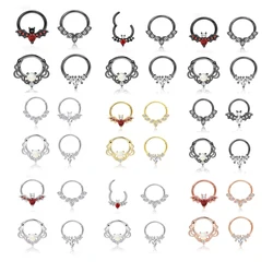 4PCS 16G Septum Clicker Rings, Stainless Steel Hinged Nose Rings Hoop CZ Cartilage Helix Daith Tragus Earring Piercing Jewelry
