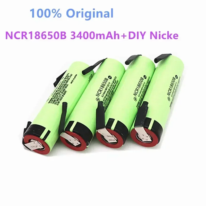 4pcs/Lot 100% Original NCR18650B 3400mAh battery 3.7V Rechargeable Li-ion 3.7V 18650 battery 3400mAh+DIY Nicke