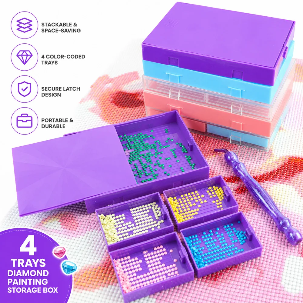 5 in 1 Diamond Painting Tray with Lid, Diamond Painting Tools,Diamond Art Bead Sorting Trays, Diamond Art Accessories