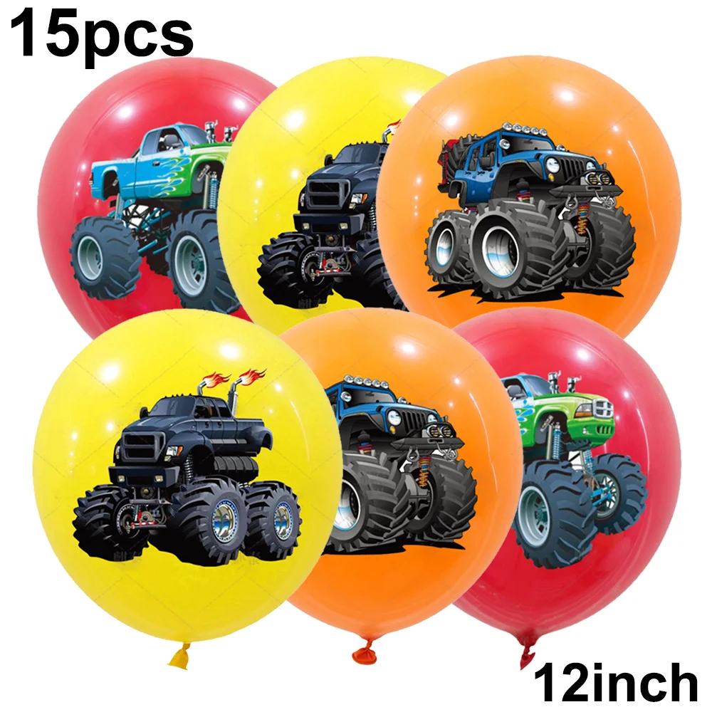 Monster Truck Luftballons für Kinder Monster Truck Geburtstagsdekorationen Rennwagen Thema Partyzubehör – Detail 3