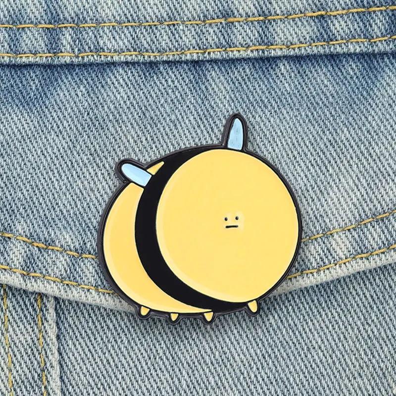 Chubby Bee Emaille-Anstecknadeln, Cartoon-Motiv, niedliche, dicke Insekten-Broschen, Reversnadel, lustiges Tier-Schmuck-Accessoire, Geschenke für Kinder und Freunde
