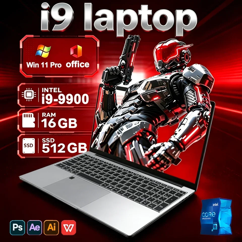 Oferta Imperdível: Notebook Gamer de 15.6 polegadas com Windows 11 Pro, Intel Core i9-9900, 16GB de RAM, SSD de 1TB, ideal para escritório, jogos e estudos.