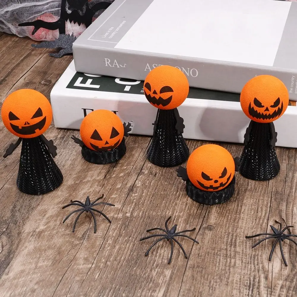 Lalka Halloweenowa Skacząca Dynia z Głową Dyni, Halloweenowy Skaczący Elf, Plastikowa Lalka, Czarna Zabawka Skacząca z EVA, Dynia Skacząca